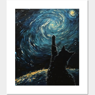 Cat Starry Night Rhapsody Posters and Art